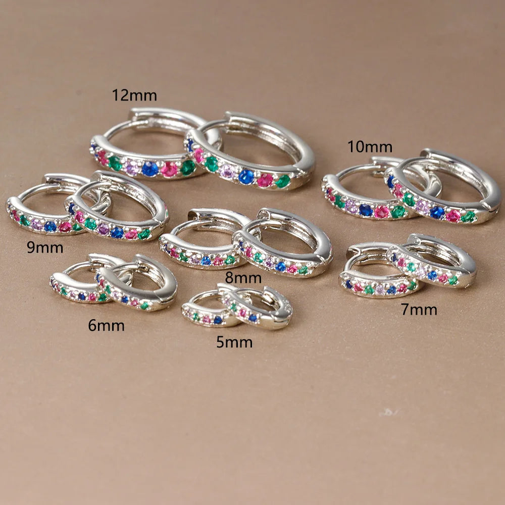 Crystal Zirconia Huggie Hoop Earrings – Stainless Steel Gold & Silver for Women