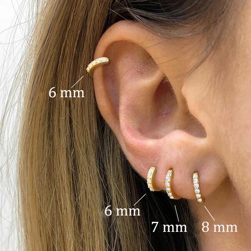Crystal Zirconia Huggie Hoop Earrings – Stainless Steel Gold & Silver for Women