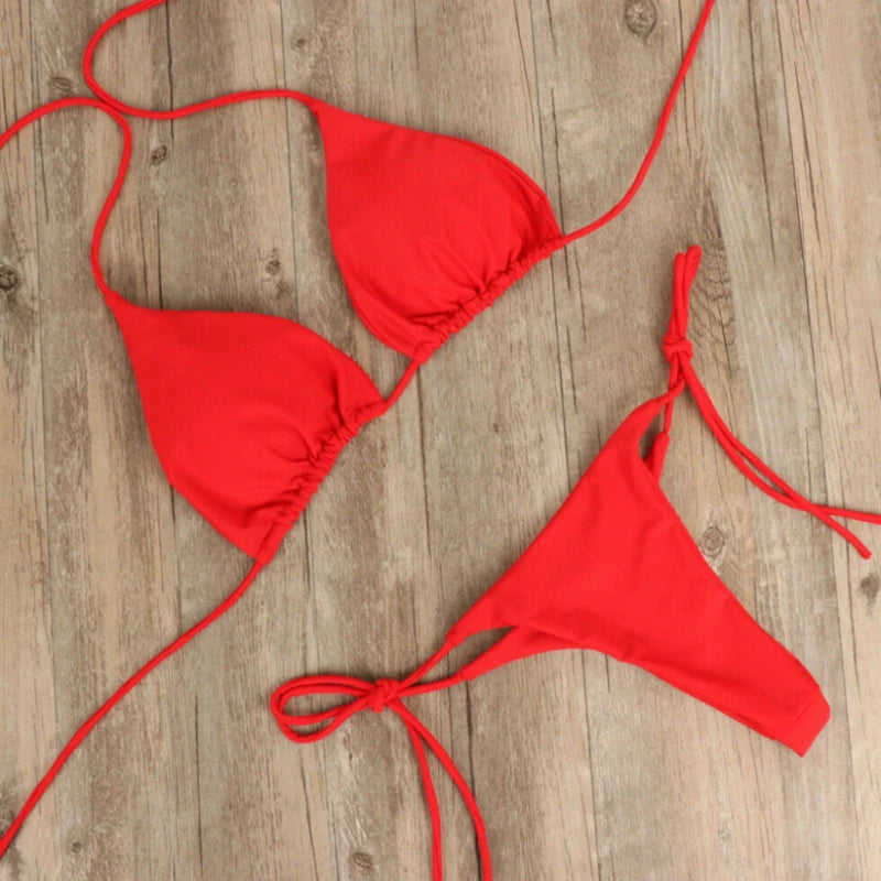 Sexy Push-Up Bikini Set for Women – Padded Bra Thong Two-Piece Bathing Suit
