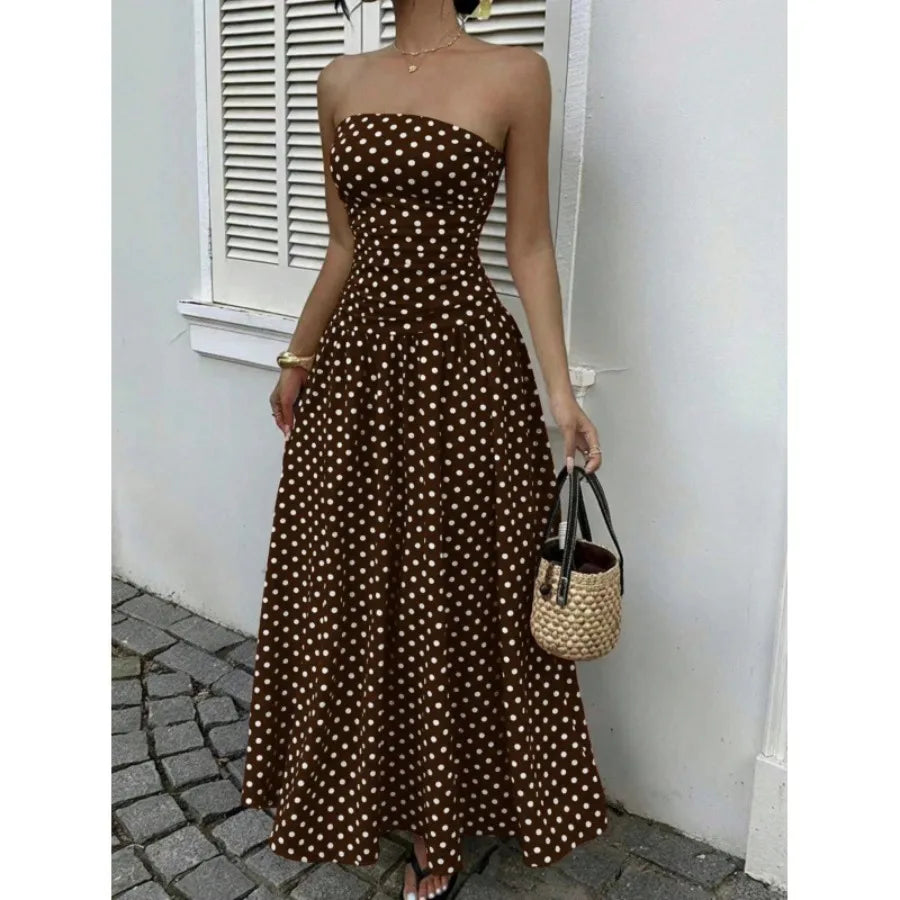 Women's Elegant Bow Neck Mesh Knee-Length Dress – Loose Fit Chiffon Casual Dress