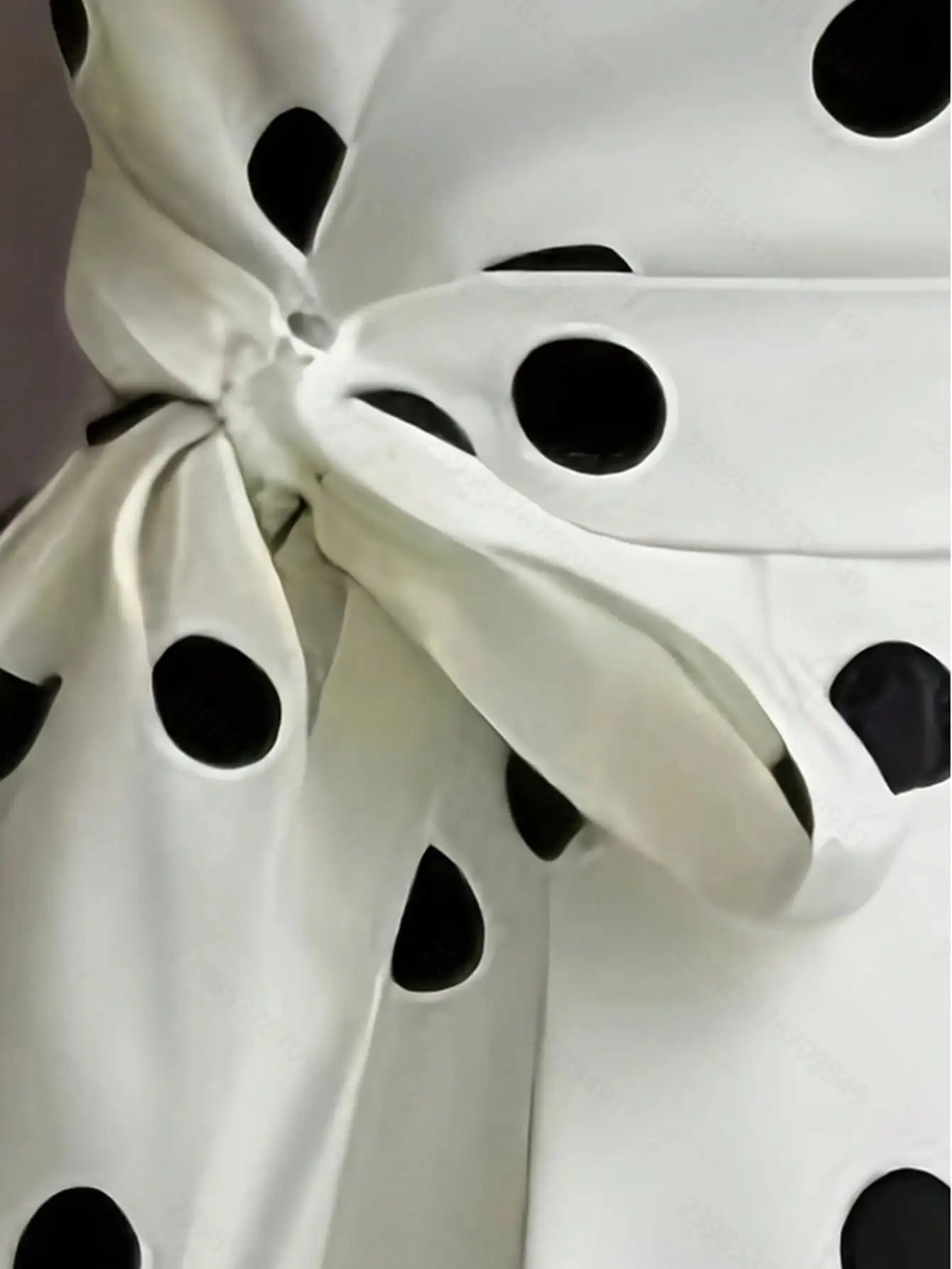 Women's Elegant Polka Dot V-Neck Midi Dress – Belted A-Line Sleeveless Flared Dress