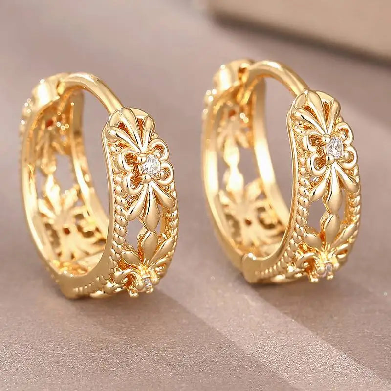 Elegant CZ Hollow Hoop Earrings – Gold & Silver Statement Jewelry for Women