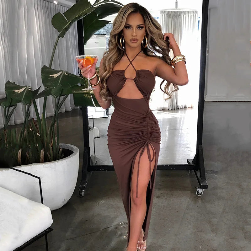 Sleeveless Backless Bodycon Midi Dress for Women – Sexy Slim Fit Club & Party Dress