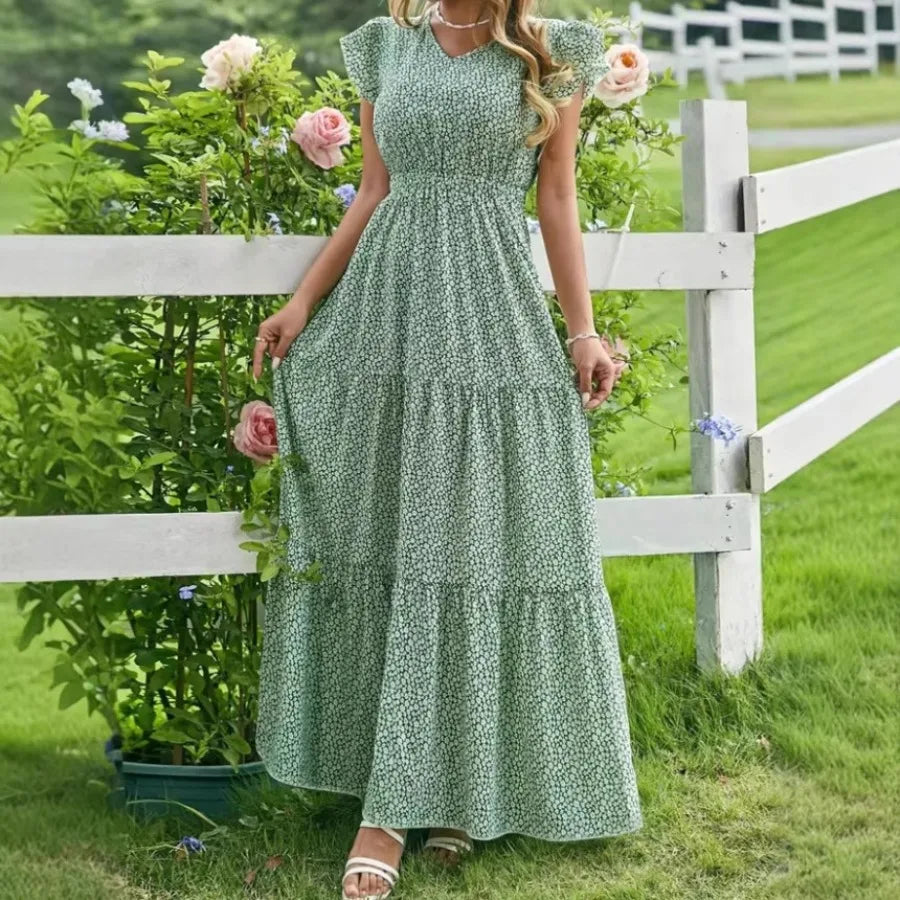 Elegant Knee Length Chiffon Dress for Women – Bow Neck Mesh Detail Loose Fit Dress