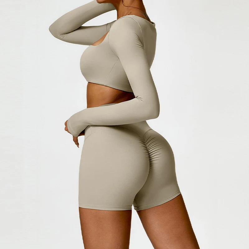 Women's 2-Piece Quick-Dry Yoga Set – Long Sleeve Gym Tracksuit