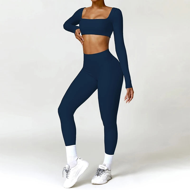 Women's 2-Piece Quick-Dry Yoga Set – Long Sleeve Gym Tracksuit