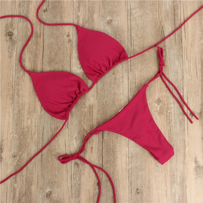 Sexy Push-Up Bikini Set for Women – Padded Bra Thong Two-Piece Bathing Suit
