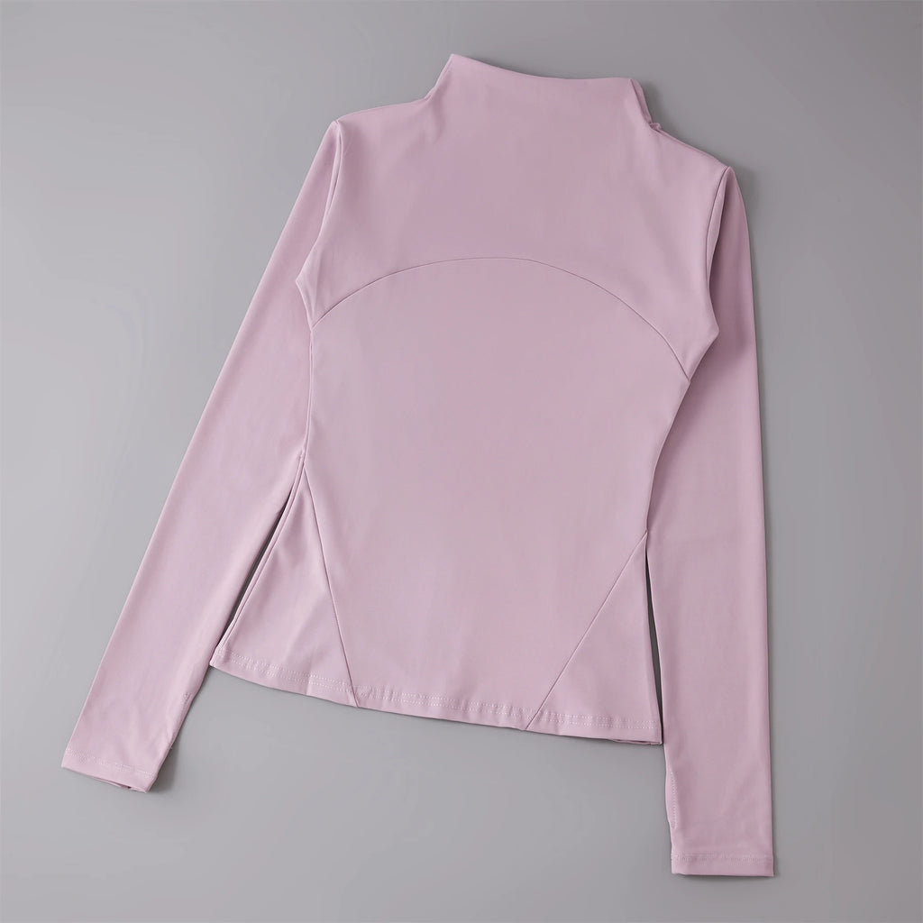 Women's Fitted Zip-Up Sports Jacket – High Neck Athletic Workout Jacket