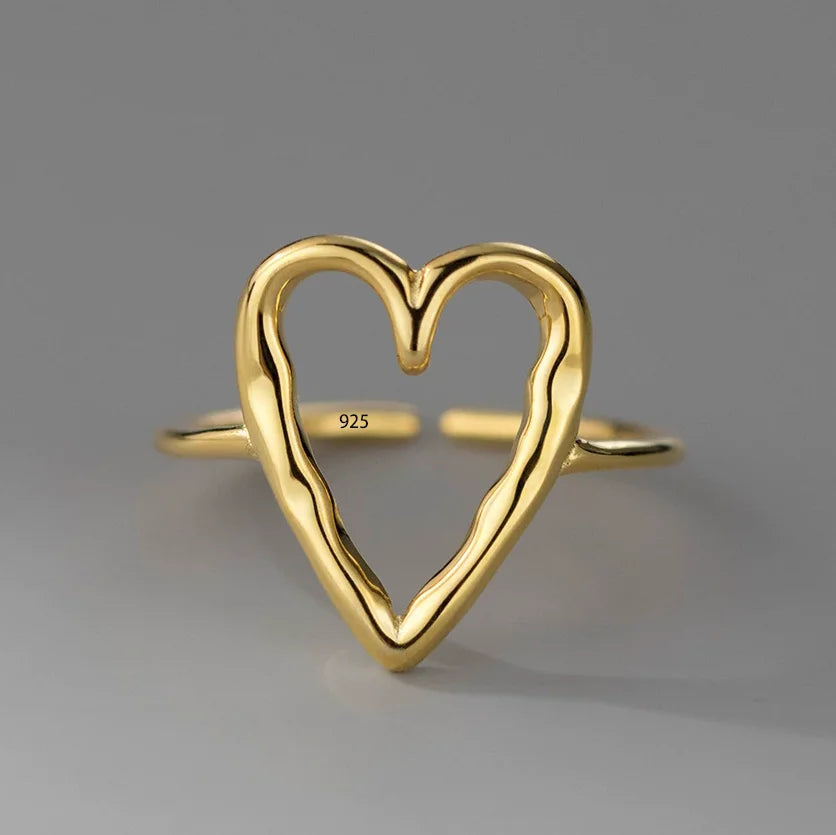 Women's 925 Sterling Silver Heart Pearl Ring – Elegant Korean Sweet Jewelry Gift