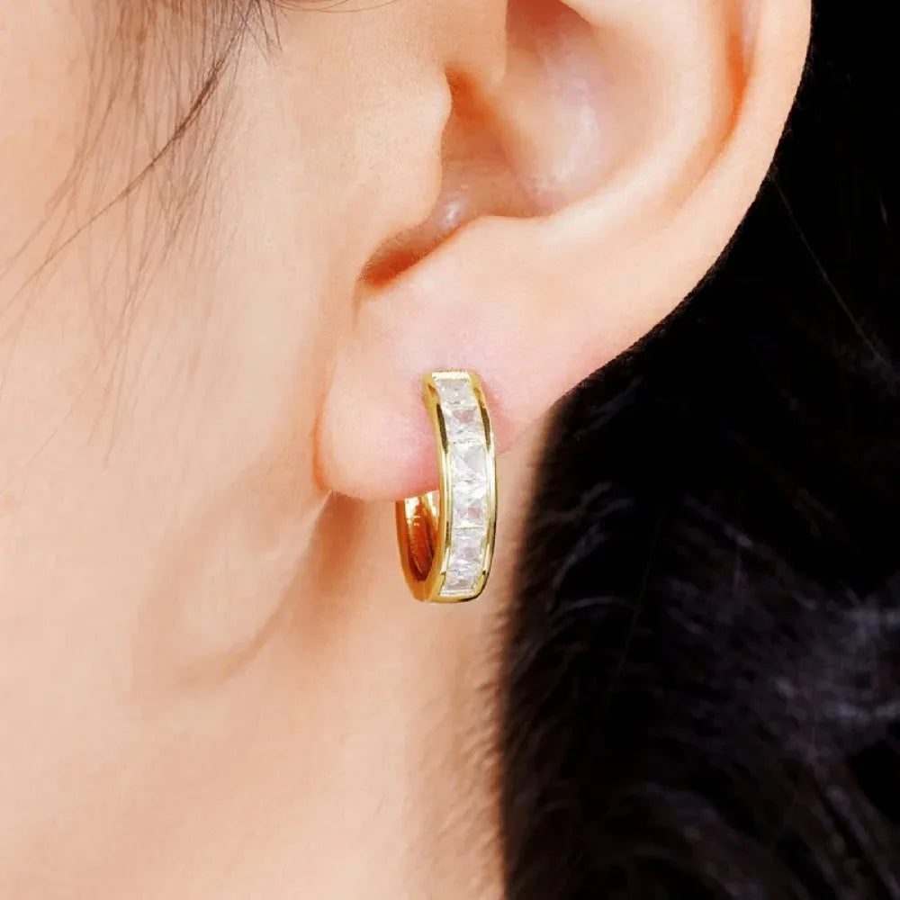 Princess Cut Cubic Zirconia Hoop Earrings – Classic Elegant Jewelry for Women