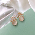 Flower Opal & Rhinestone Stud Earrings for Women – Small Elegant Floral Jewelry Gift