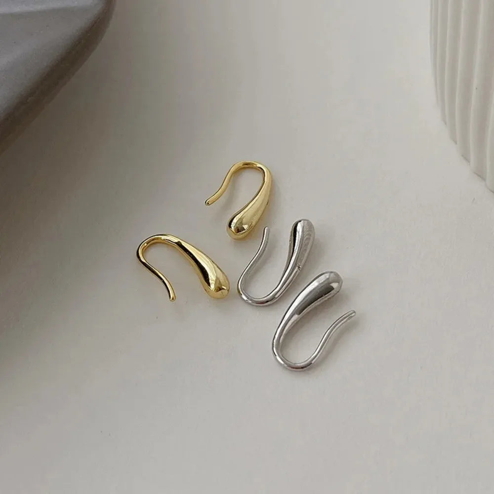 Silver Water Drop Earrings for Women – Simple Retro Elegant Teardrop Jewelry