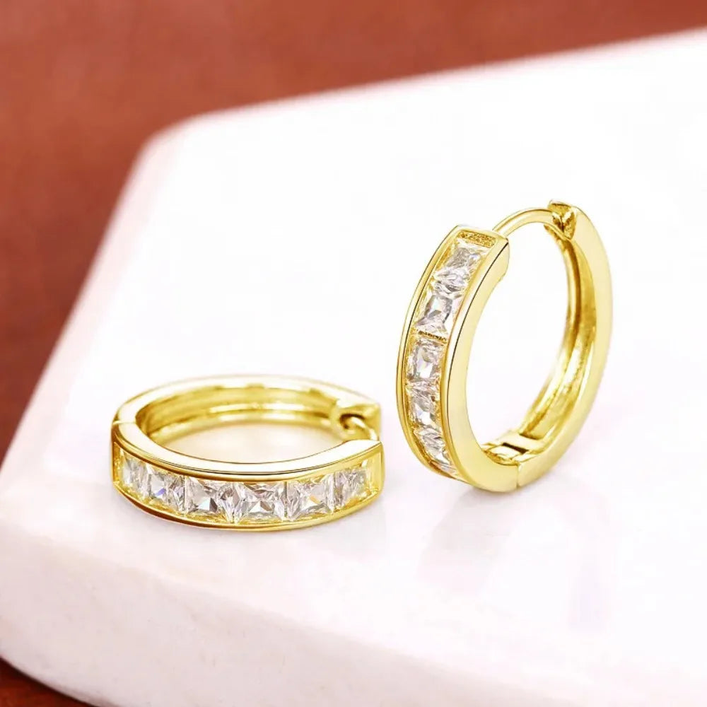 Princess Cut Cubic Zirconia Hoop Earrings – Classic Elegant Jewelry for Women