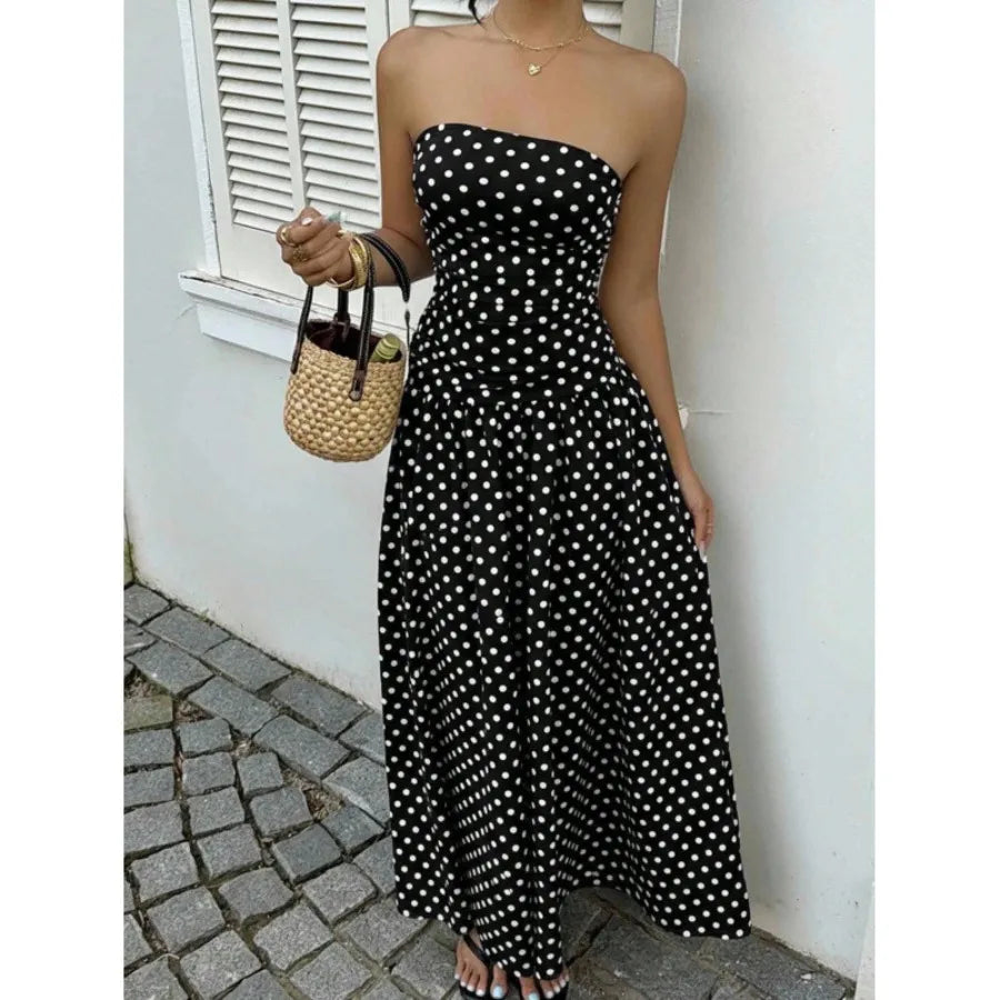Women's Elegant Bow Neck Mesh Knee-Length Dress – Loose Fit Chiffon Casual Dress