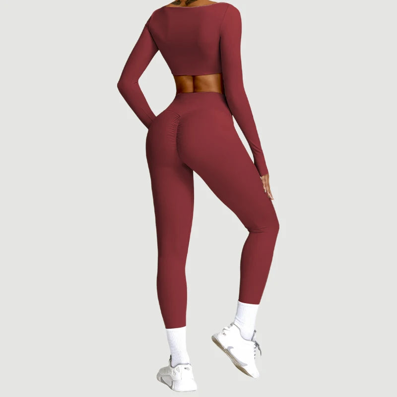 Women's 2-Piece Quick-Dry Yoga Set – Long Sleeve Gym Tracksuit