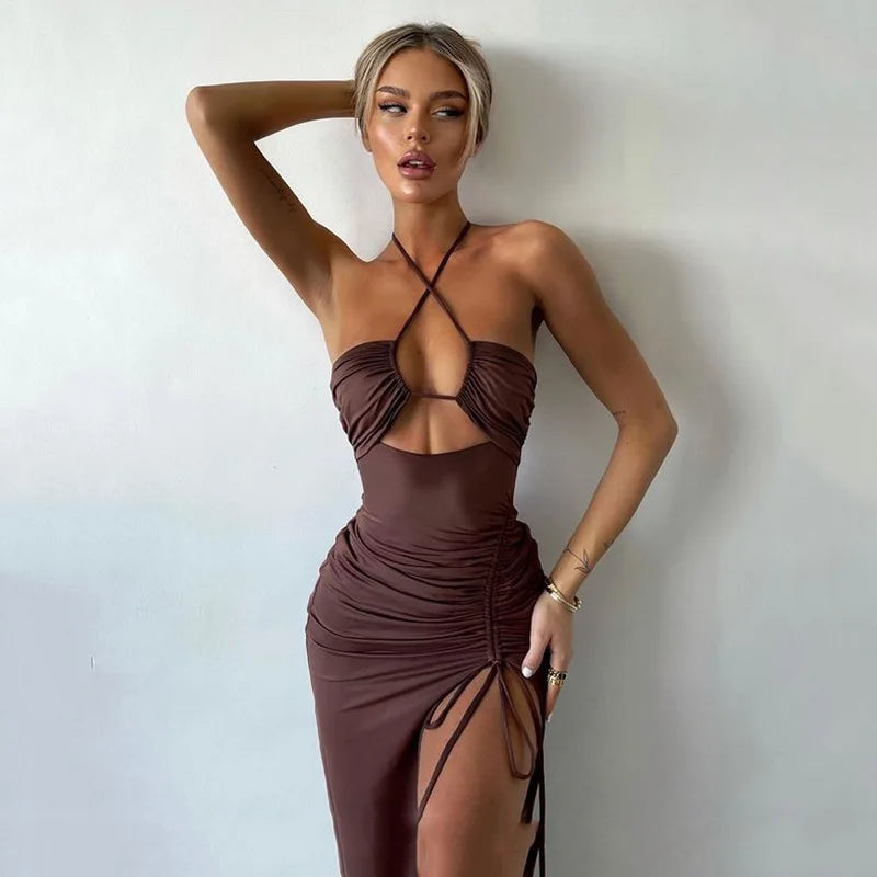 Sleeveless Backless Bodycon Midi Dress for Women – Sexy Slim Fit Club & Party Dress
