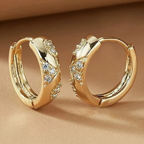 Chic Gold CZ Hoop Earrings – Elegant Everyday & Party Jewelry for Women
