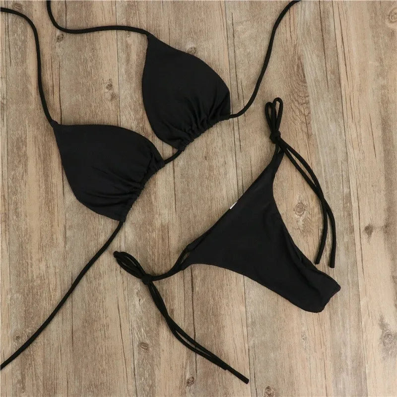 Sexy Push-Up Bikini Set for Women – Padded Bra Thong Two-Piece Bathing Suit