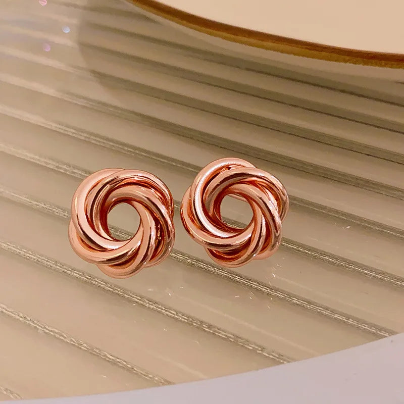 Gold Geometric Multi-Layer Twisted Hoop Earrings for Women – Round Circle Fashion Jewelry