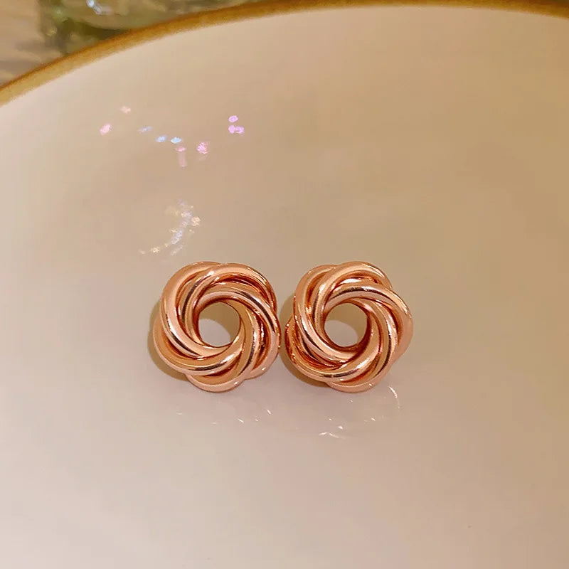 Gold Geometric Multi-Layer Twisted Hoop Earrings for Women – Round Circle Fashion Jewelry
