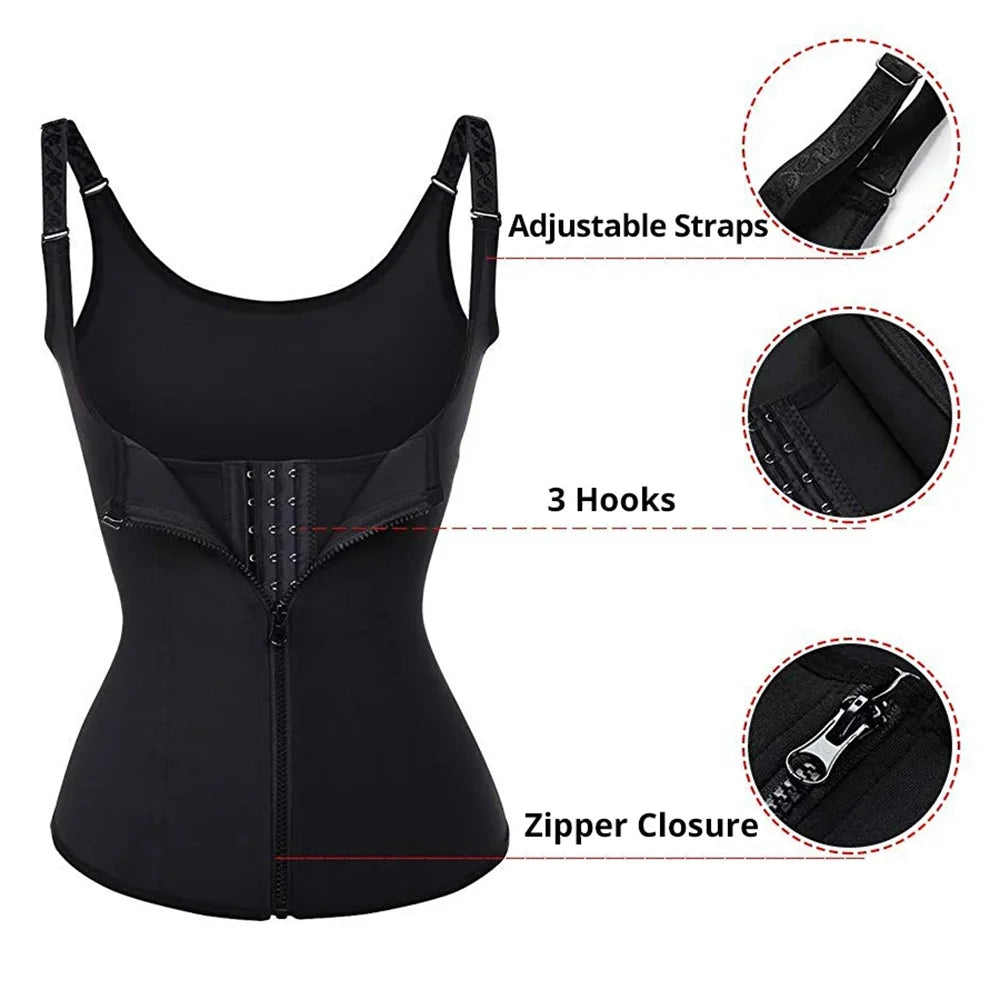 Women's Waist Trainer Tank Top – Zipper Tummy Control Body Shaper Cami