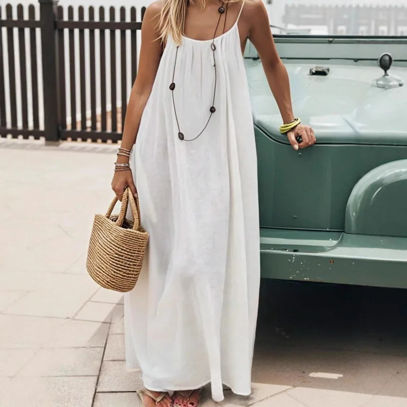 Women's Strapless Maxi Dress – Backless Sleepwear & Casual Lounge Dress for Home