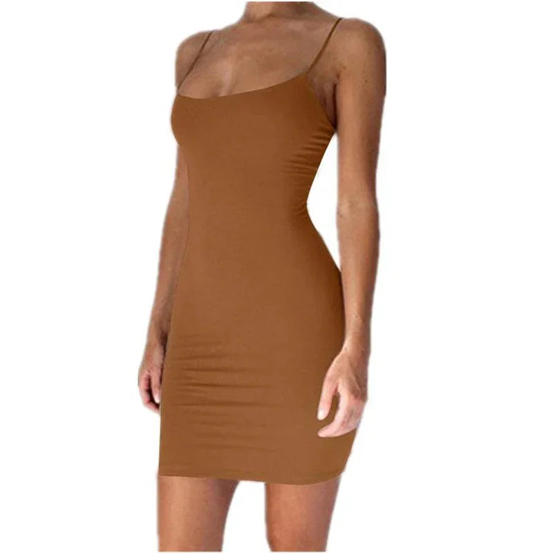 2026 Women's Sexy Bodycon Mini Dress | Black Spaghetti Strap Sleeveless Club Party Dress