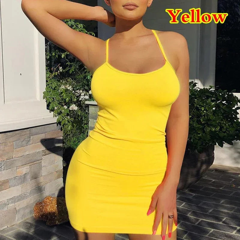 2026 Women's Sexy Bodycon Mini Dress | Black Spaghetti Strap Sleeveless Club Party Dress