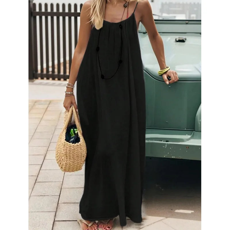 Women's Strapless Maxi Dress – Backless Sleepwear & Casual Lounge Dress for Home