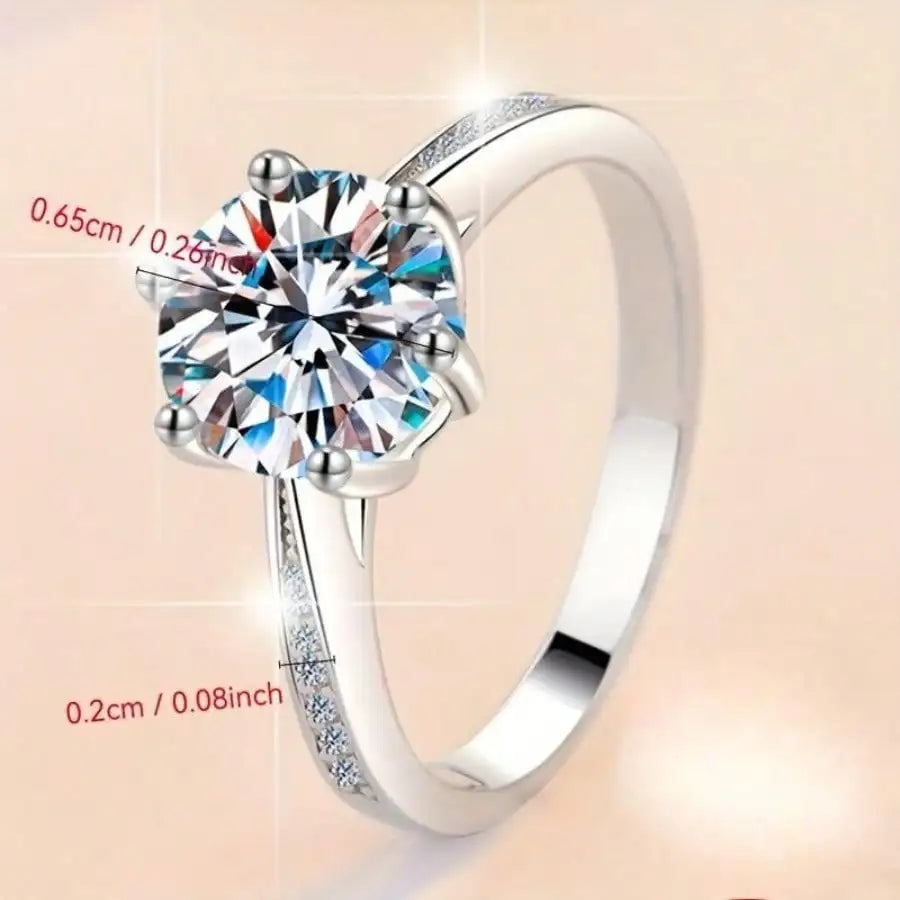 Women's Luxury 925 Sterling Silver Six Claw Diamond Ring – Classic Simulated Engagement Jewelry