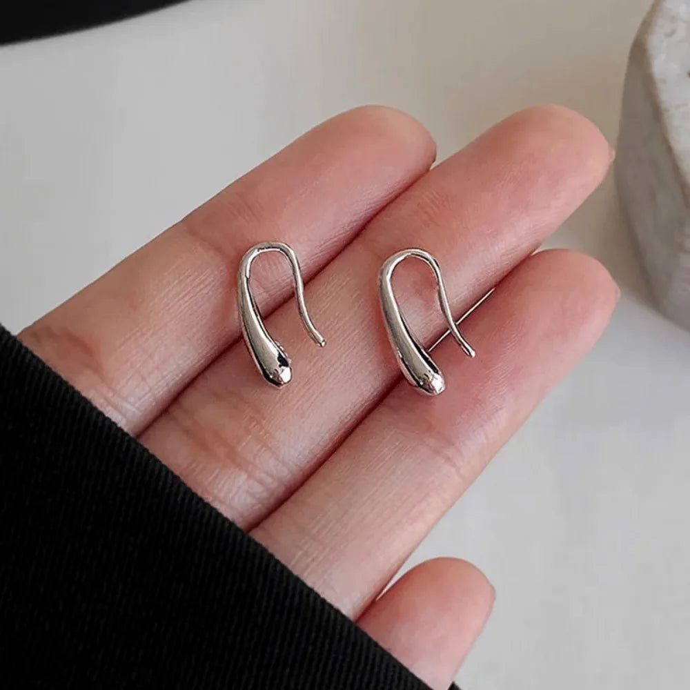 Silver Water Drop Earrings for Women – Simple Retro Elegant Teardrop Jewelry
