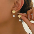 Ocean Pearl Starfish Drop Earrings – Gold Shell Beach Jewelry for Women
