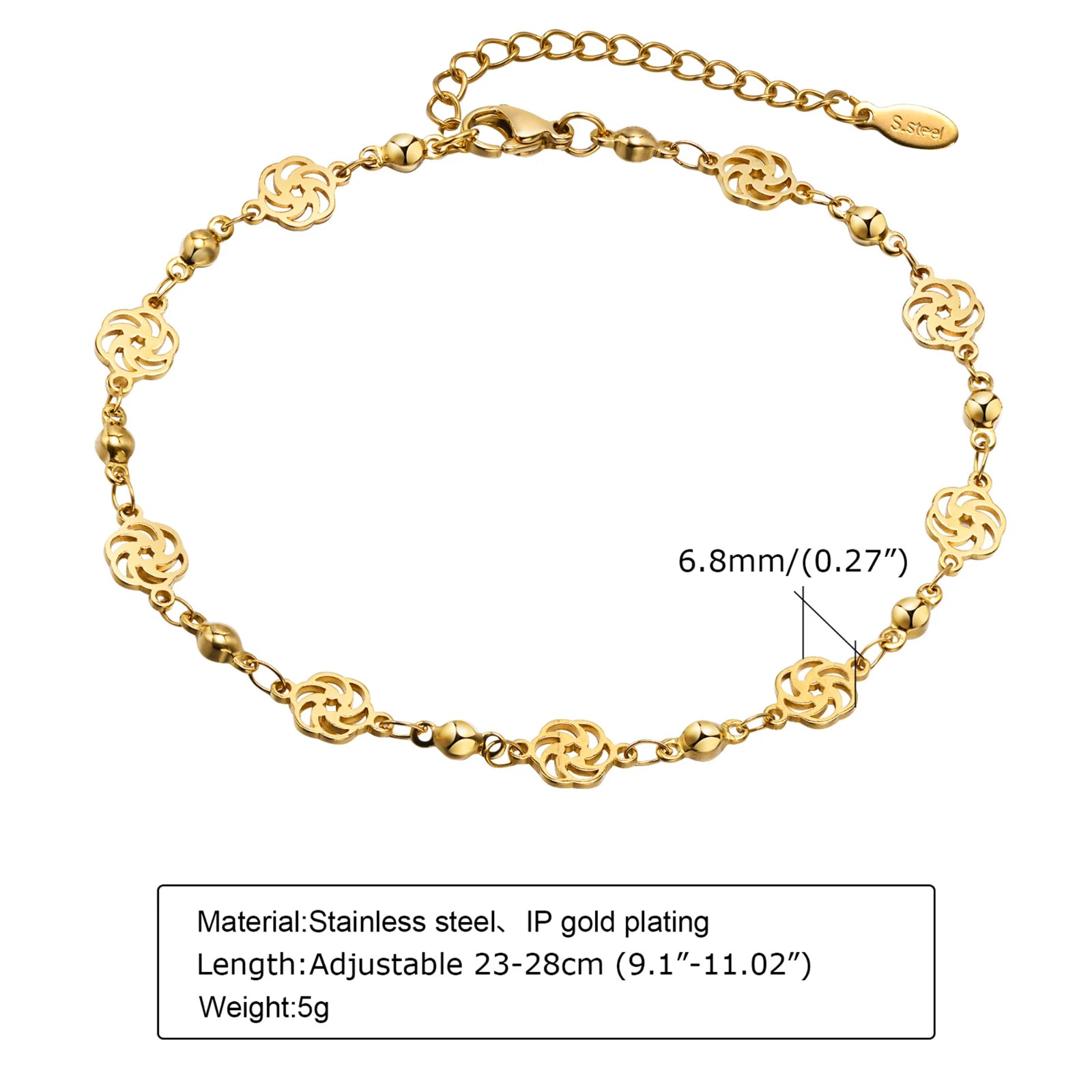 Golden Bead Charm Anklet – Waterproof Stainless Steel Minimalist Beach Jewelry for Women