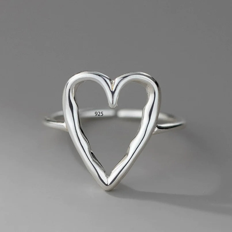 Women's 925 Sterling Silver Heart Pearl Ring – Elegant Korean Sweet Jewelry Gift