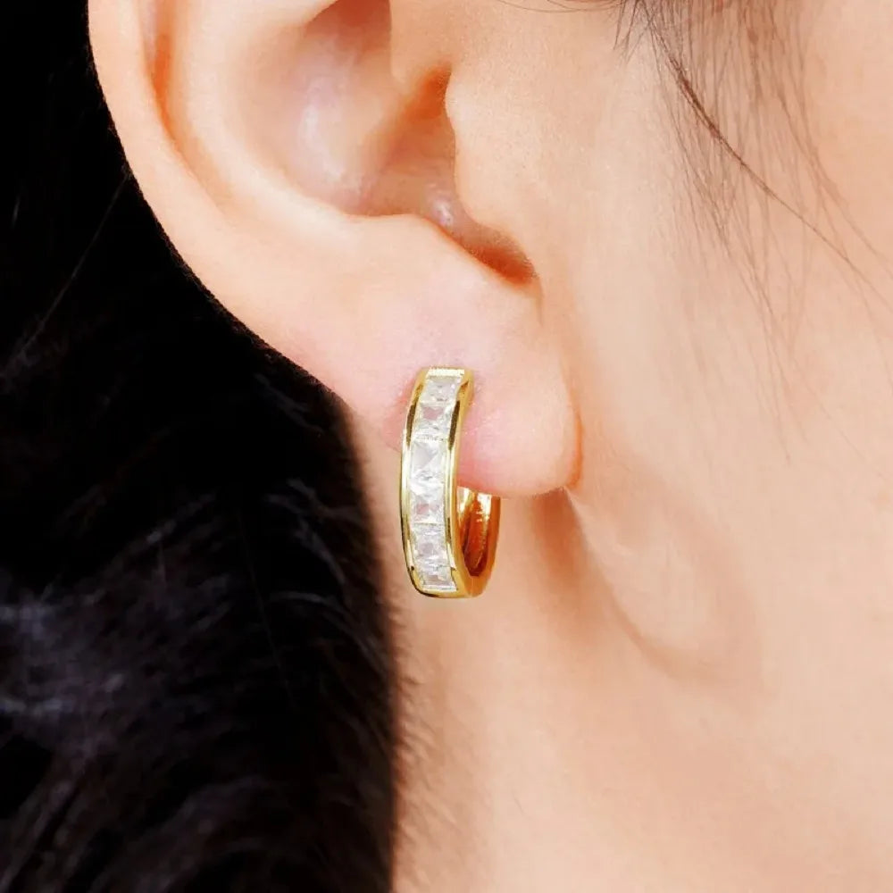 Princess Cut Cubic Zirconia Hoop Earrings – Classic Elegant Jewelry for Women