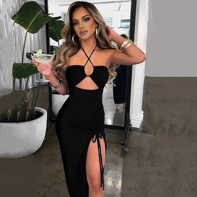Sleeveless Backless Bodycon Midi Dress for Women – Sexy Slim Fit Club & Party Dress
