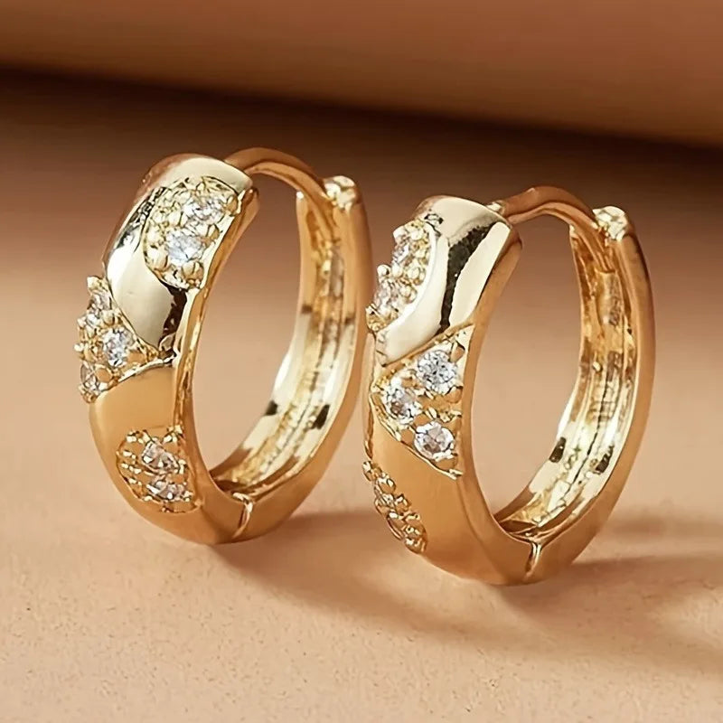 Chic Gold CZ Hoop Earrings – Elegant Everyday & Party Jewelry for Women