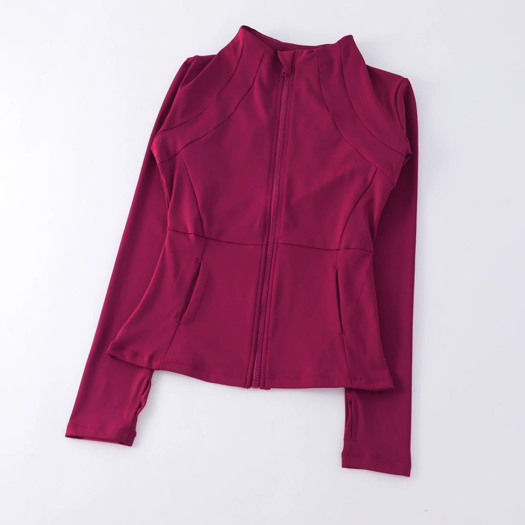 Women's Fitted Zip-Up Sports Jacket – High Neck Athletic Workout Jacket