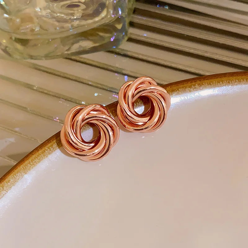Gold Geometric Multi-Layer Twisted Hoop Earrings for Women – Round Circle Fashion Jewelry