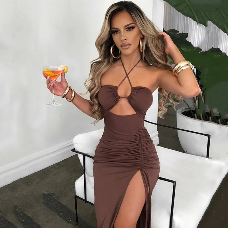 Sleeveless Backless Bodycon Midi Dress for Women – Sexy Slim Fit Club & Party Dress