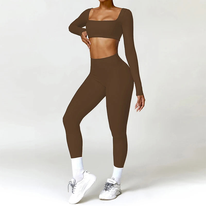 Women's 2-Piece Quick-Dry Yoga Set – Long Sleeve Gym Tracksuit