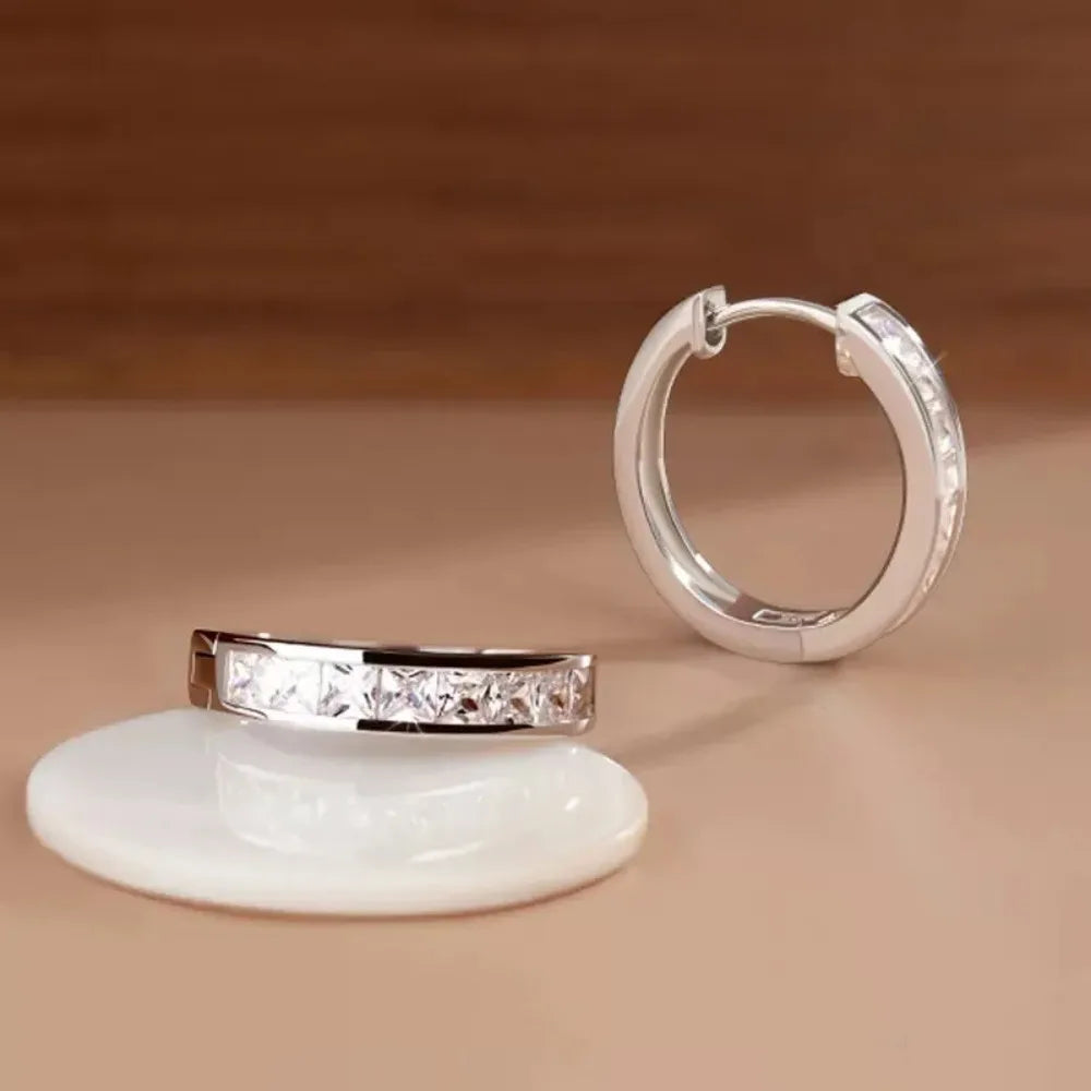 Princess Cut Cubic Zirconia Hoop Earrings – Classic Elegant Jewelry for Women