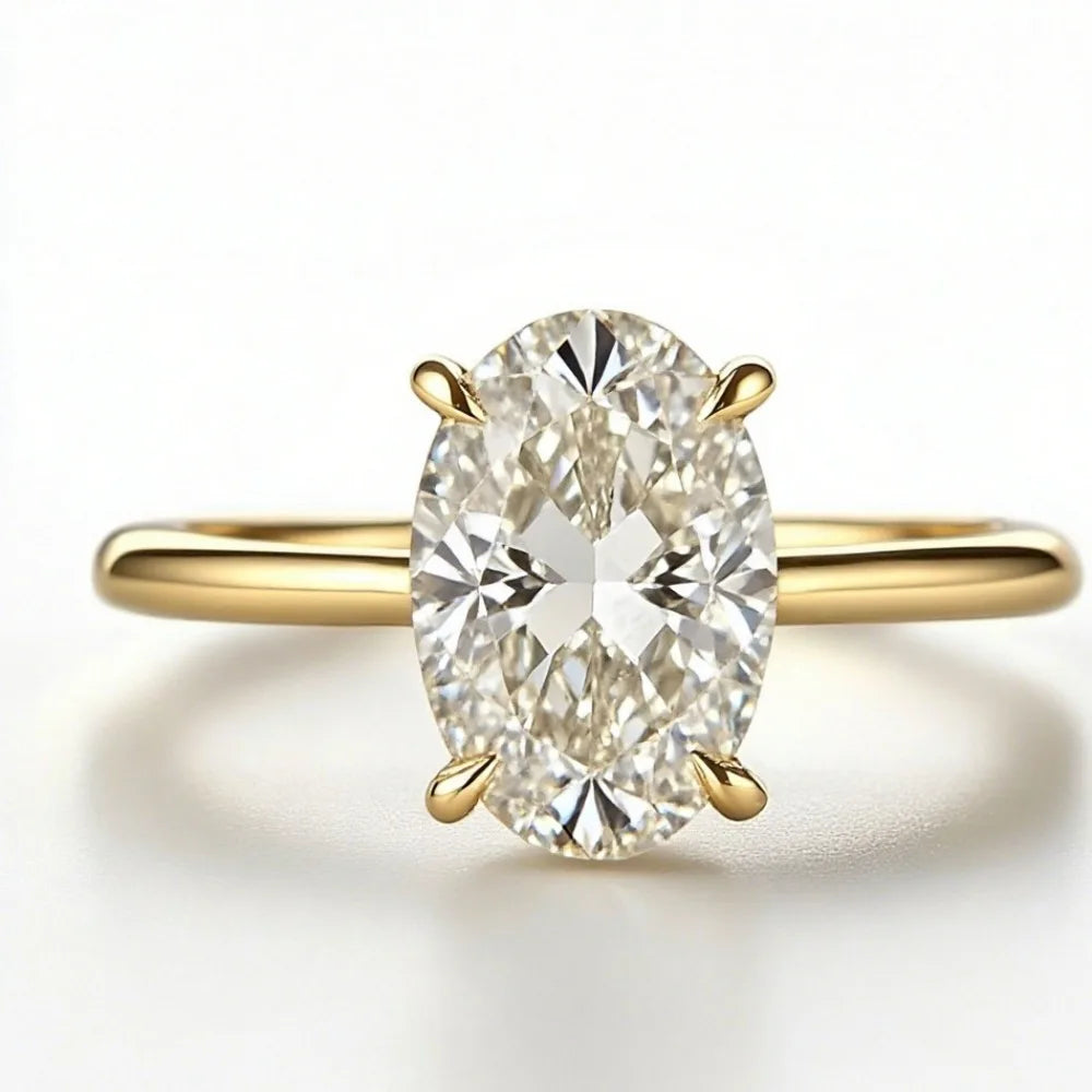 Women's Oval Diamond Engagement Ring – Classic Four-Claw Wedding Ring 2026 Design