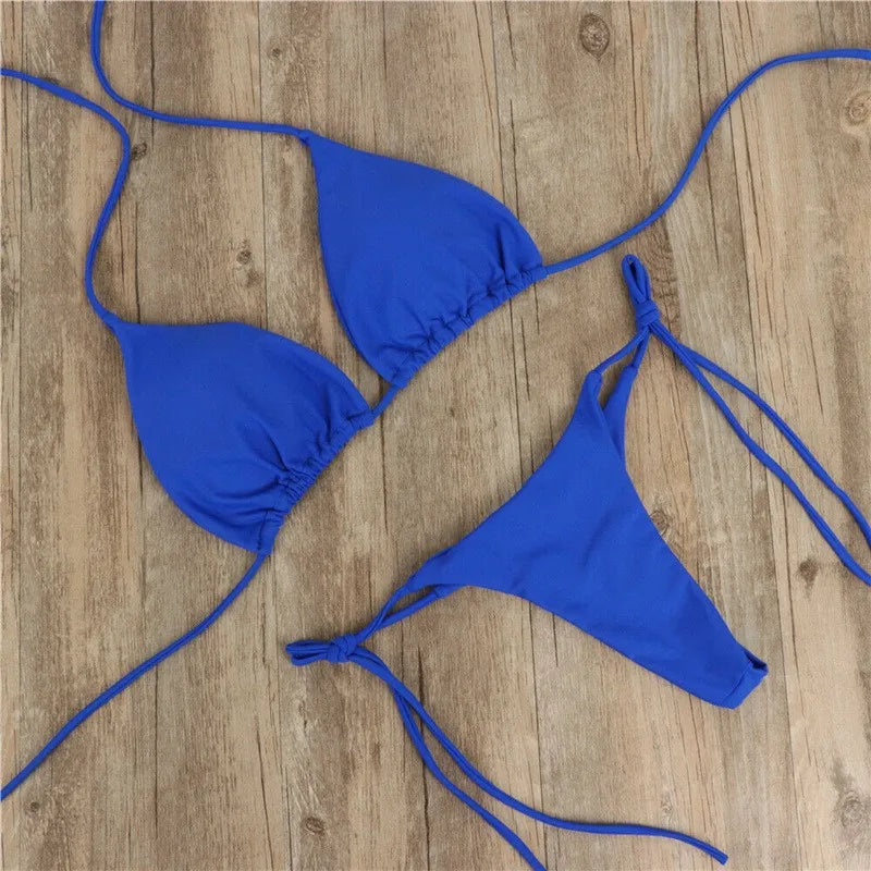 Sexy Push-Up Bikini Set for Women – Padded Bra Thong Two-Piece Bathing Suit