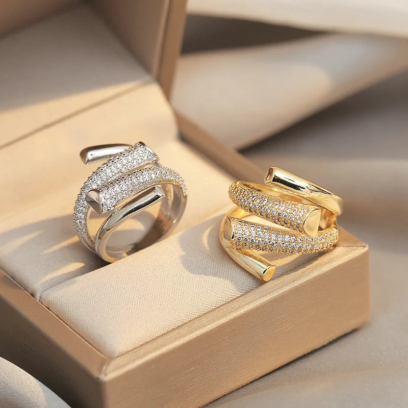 Women's 18K Gold Plated Cross Zircon Ring – Elegant Classic Fashion Jewelry