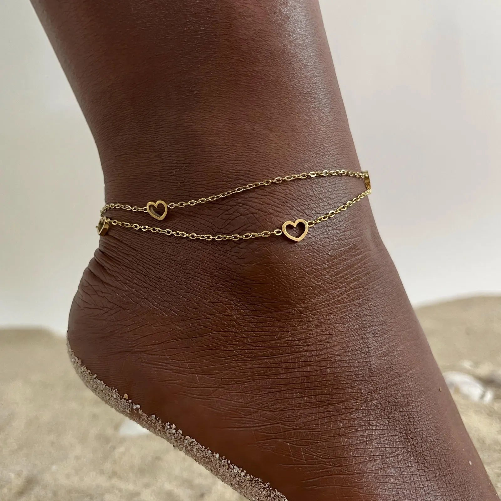 Golden Bead Charm Anklet – Waterproof Stainless Steel Minimalist Beach Jewelry for Women