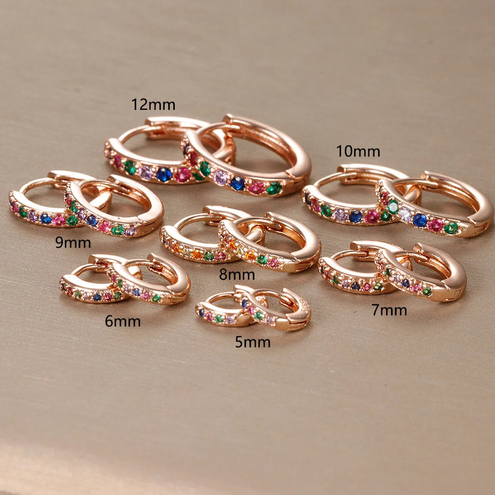 Crystal Zirconia Huggie Hoop Earrings – Stainless Steel Gold & Silver for Women