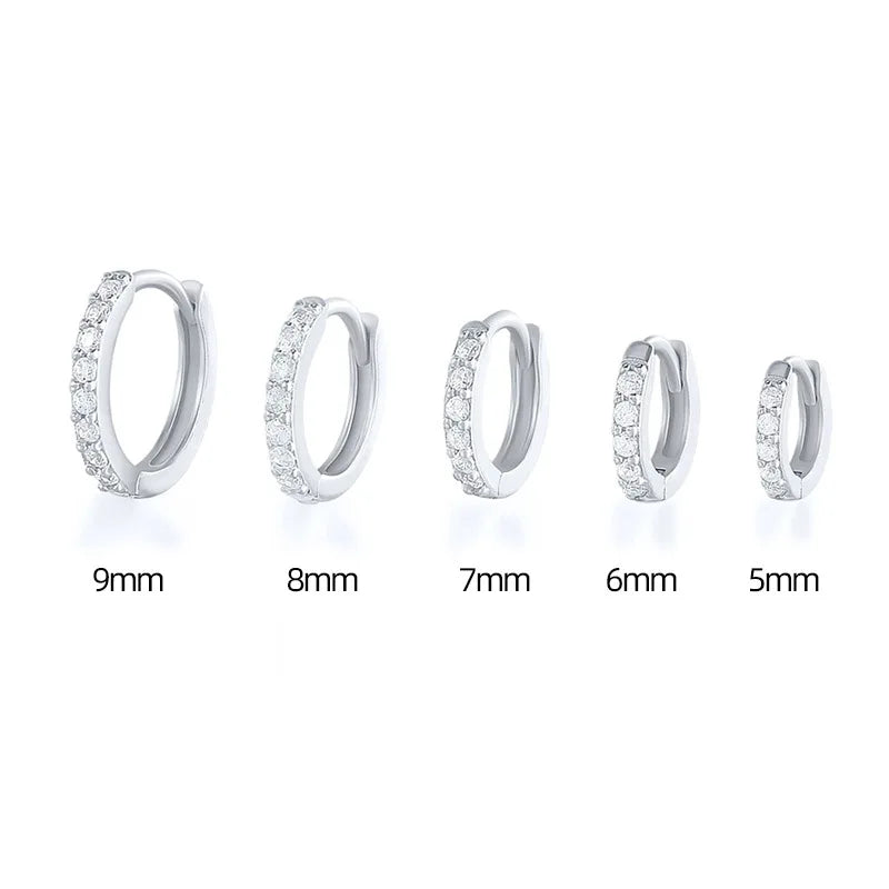 Crystal Zirconia Huggie Hoop Earrings – Stainless Steel Gold & Silver for Women