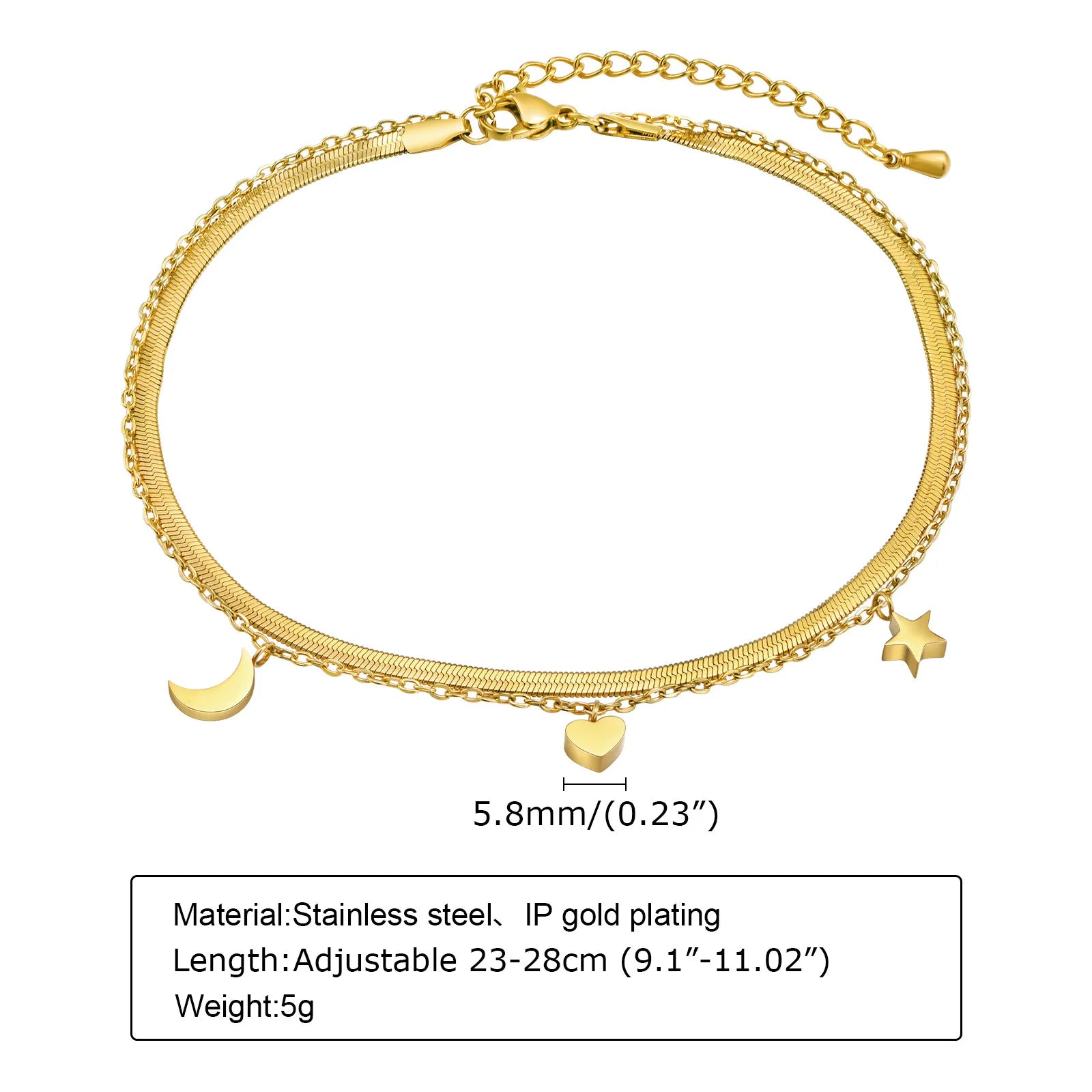 Golden Bead Charm Anklet – Waterproof Stainless Steel Minimalist Beach Jewelry for Women