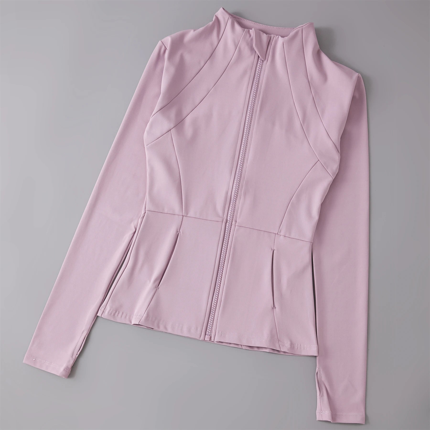 Women's Fitted Zip-Up Sports Jacket – High Neck Athletic Workout Jacket